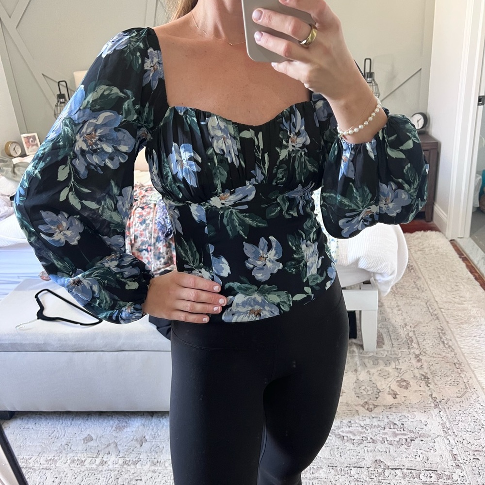 Abercrombie & Fitch Black Floral Blouse